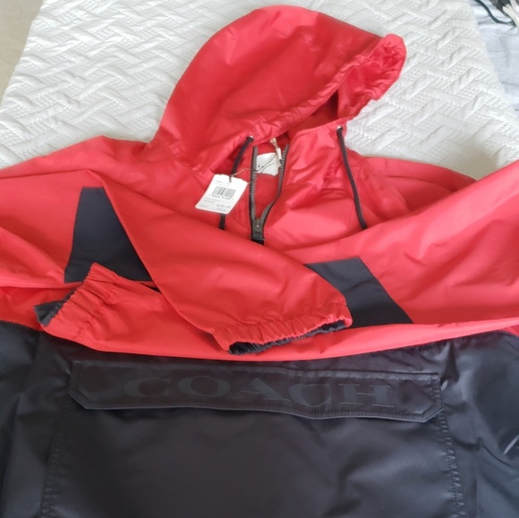 Brand NWTs Coach Red/Navy Pullover Half Zip Jacket - Picture 6 of 8